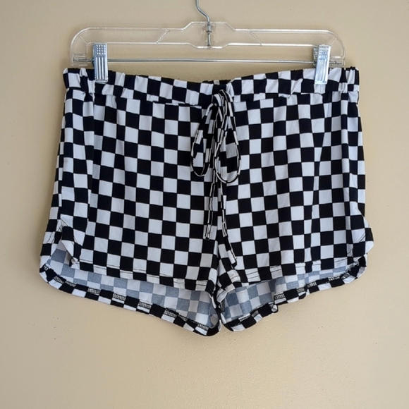 XL Shein Black And White Checkered Short Lounge Comfy Shorts - Picture 1 of 9